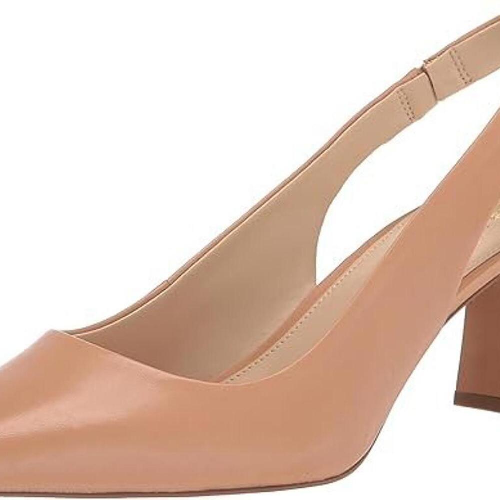 Vince Camuto Women US7M 37.5 Sandstone Beige Leather Hamden Slingback Pump Shoes